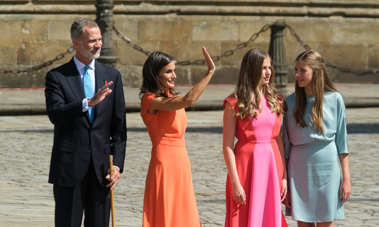 La Familia Real, a su llegada a la misa de Santiago el 25 de julio de 2022 en Santiago de Compostela