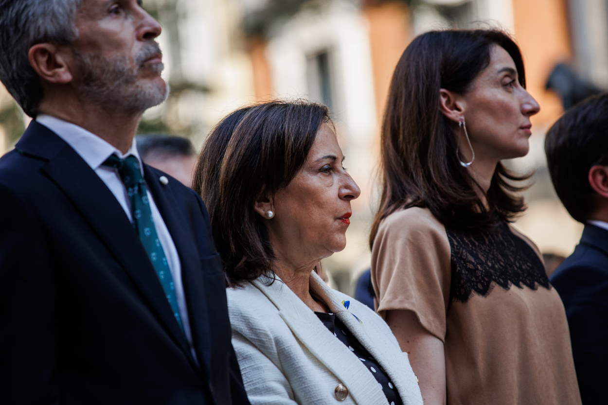 El ministro del Interior (i), Fernando Grande Marlaska, la ministra de Defensa (c), Margarita Robles, y la ministra de Justicia (d), Pilar Llop. EP