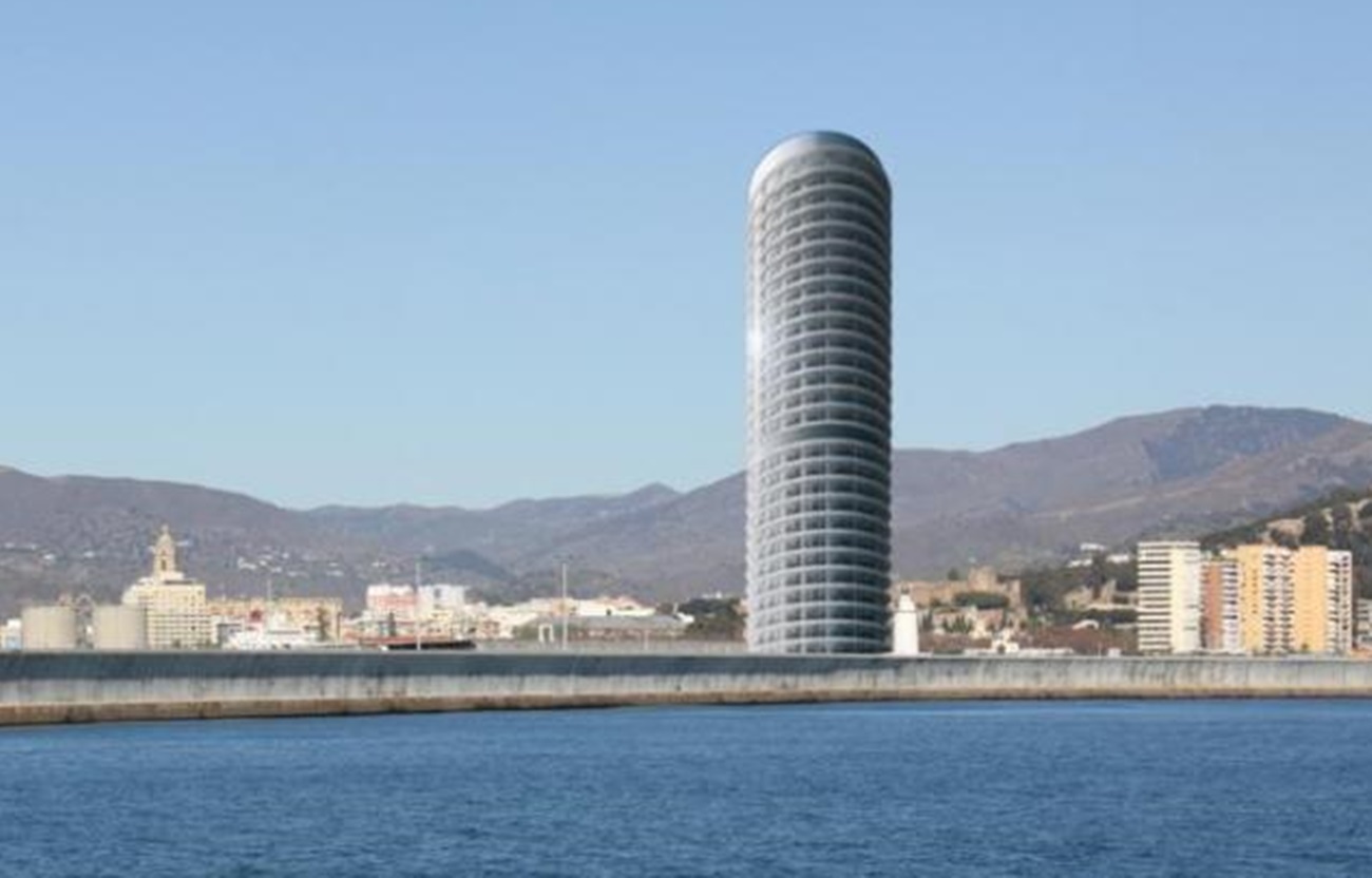 Simulación del futuro hotel rascacielos que se quiere construir en Málaga. 