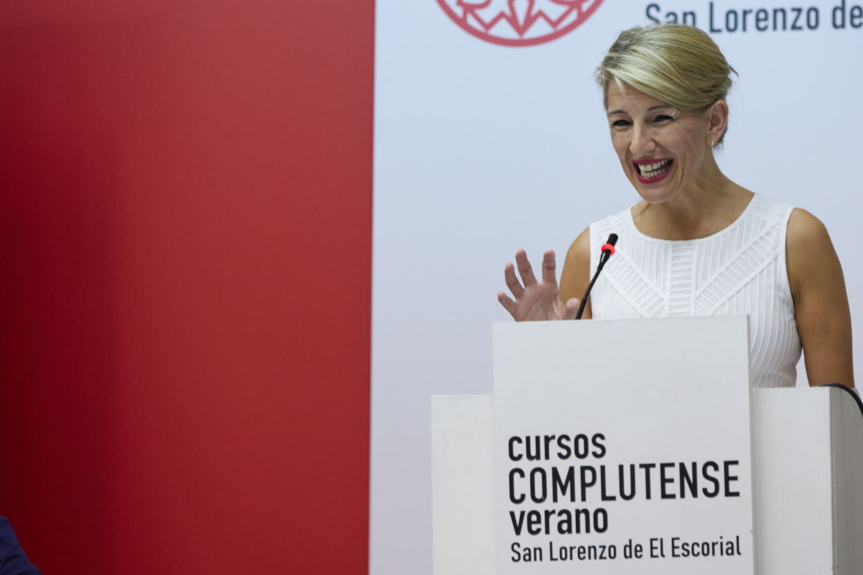 La vicepresidenta segunda del Gobierno, Yolanda Díaz en la 35 Edición de los Cursos de Verano Complutense