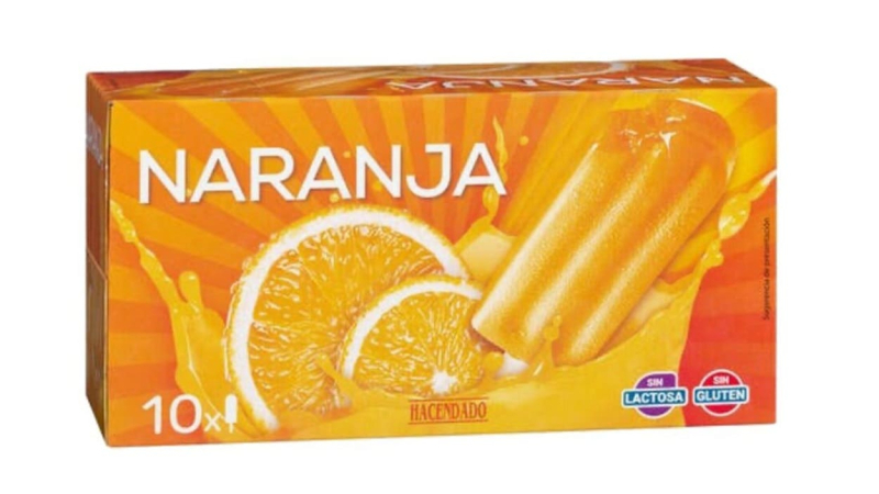 Polo helado de naranja de Hacendado. Mercadona