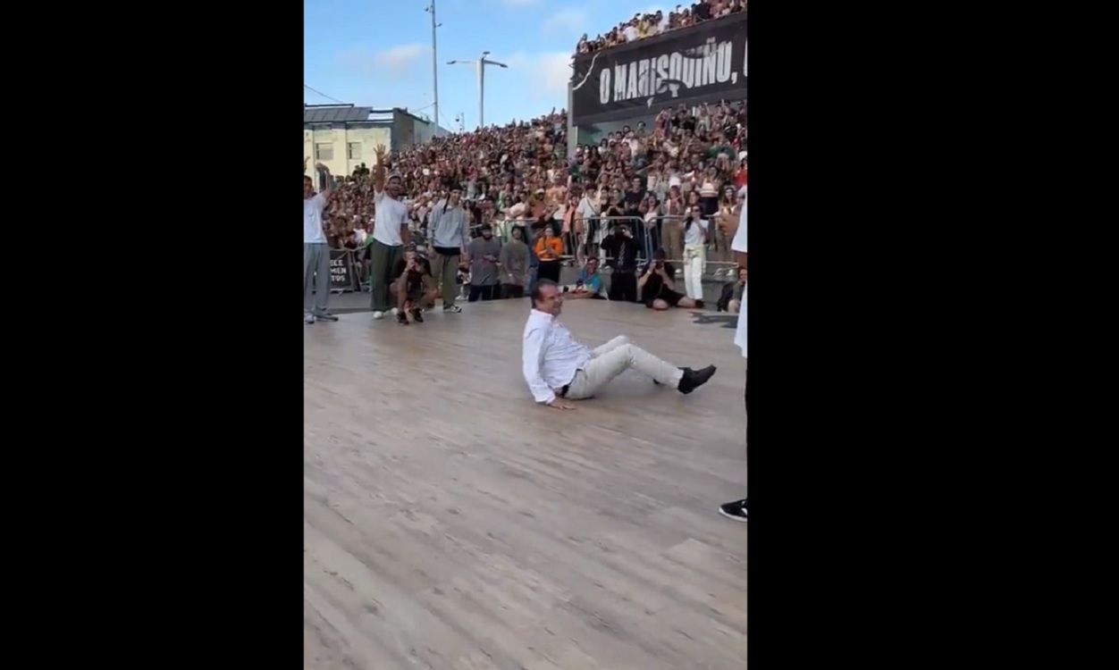 Instantánea de Abel Caballero bailando breakdance. Twitter.