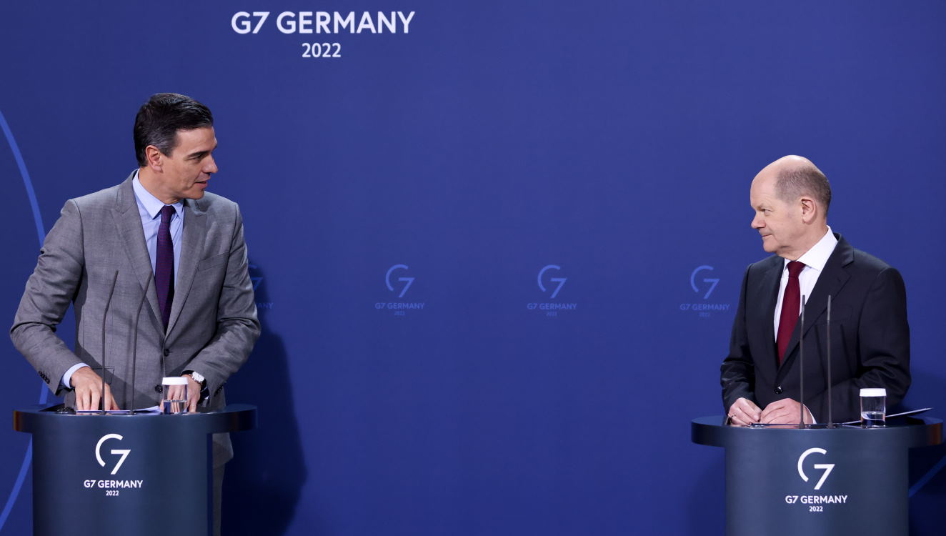 El presidente del Gobierno, Pedro Sánchez junto al canciller alemán Olaf Scholz. Europa Press