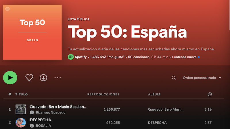 Captura de imagen de Top 50, España