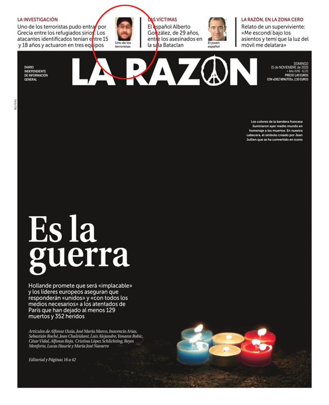 'La Razón' y Antena 3 señalan a un periodista como uno de los terroristas de París