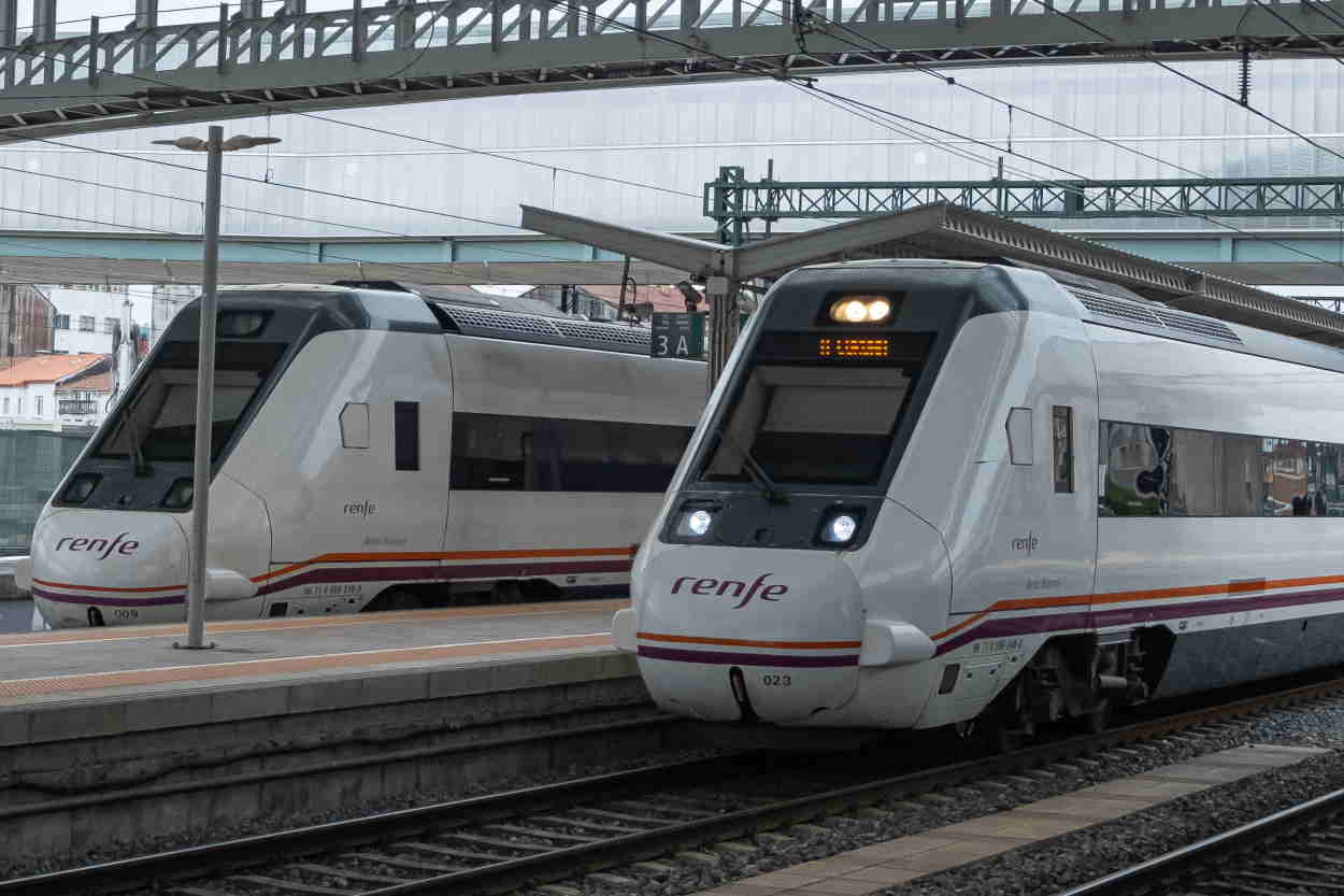 Trenes de cercanías Renfe parados en las vías. EP