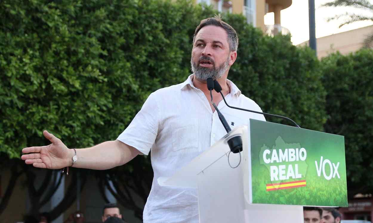 Santiago Abascal, presidente de Vox, en un acto de campaña en junio 2020. EP