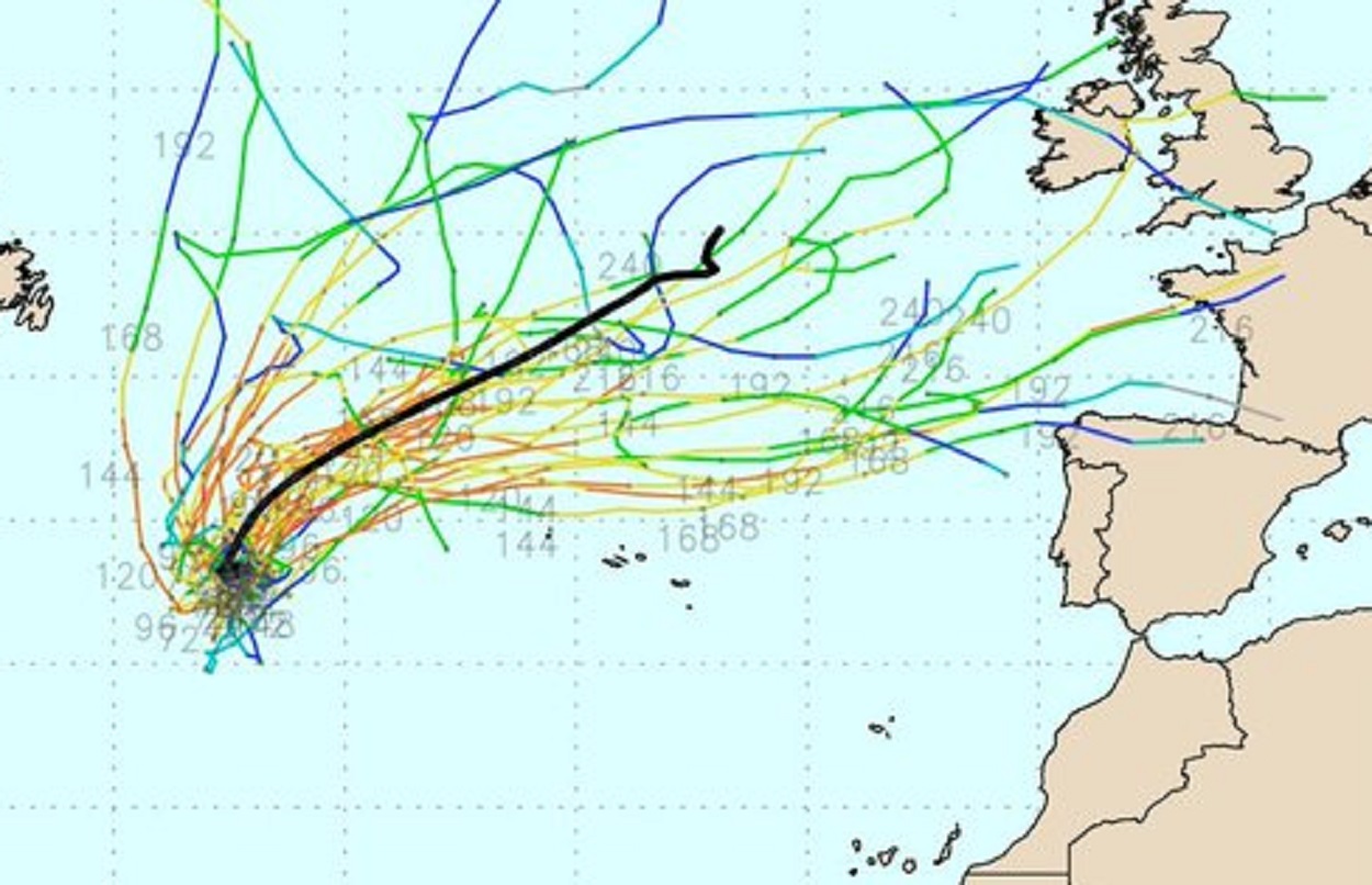 Modelos del huracán que puede llegar a España.