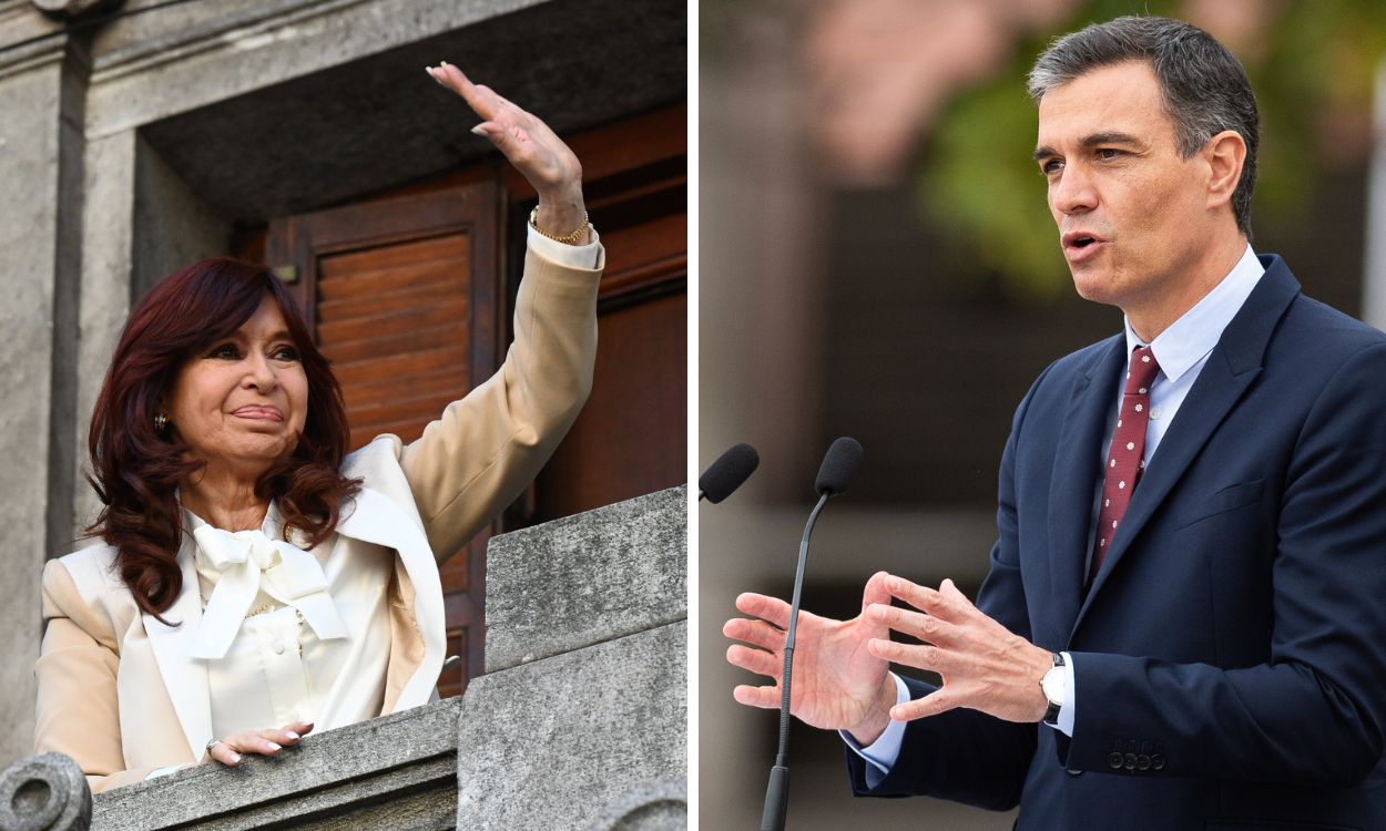 Fotomontaje con imágenes de Cristina Fernández de Kirchner y Pedro Sánchez