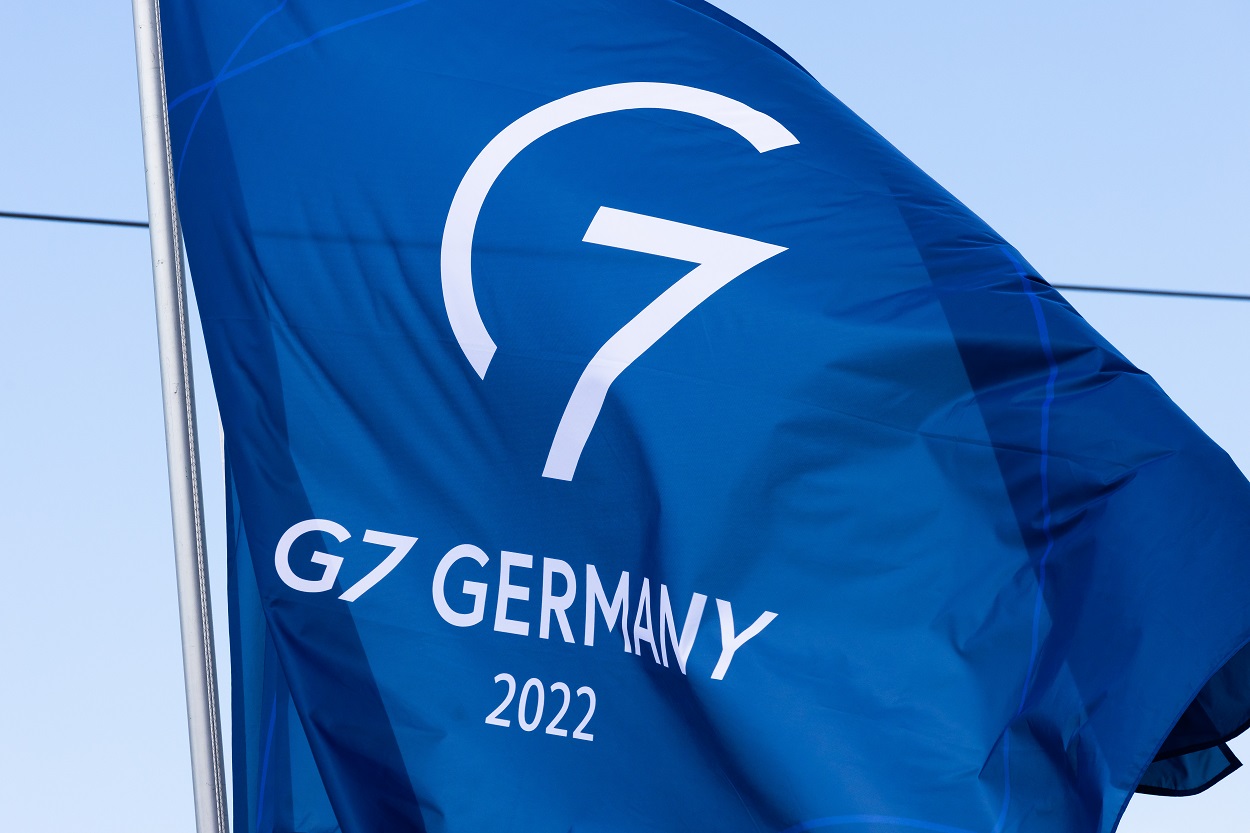 Imagen de archivo del logo del G7 durante la cumbre en Alemania. EP.