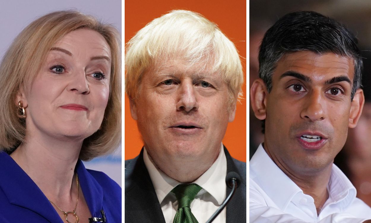 Liz Truss, Boris Johnson y Rishi Sunak