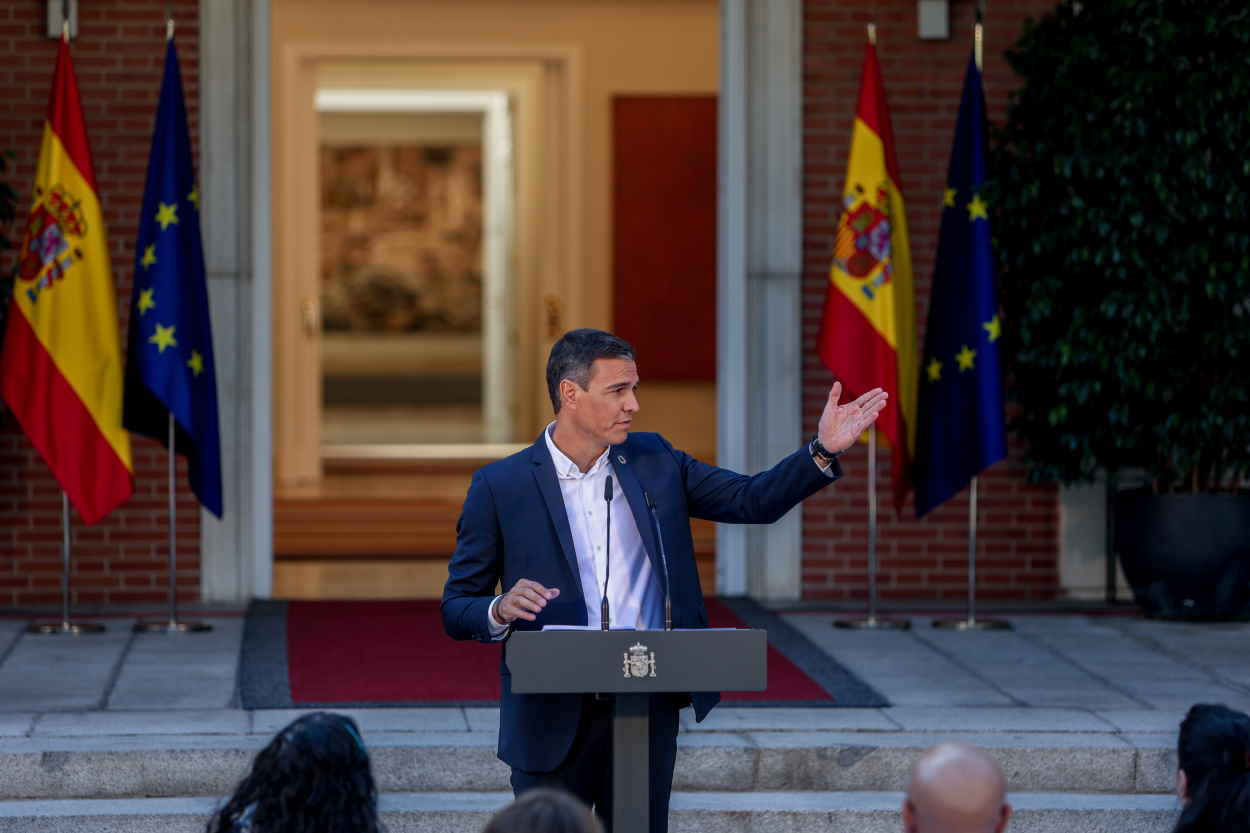 El presidente del Gobierno, Pedro Sánchez, en el Palacio de La Moncloa. EP