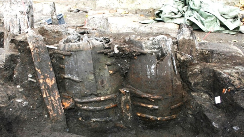 Letrinas de la década de 1650 encontradas durante la excavación del metro de Copenhague.