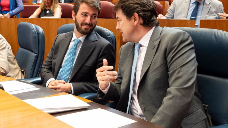 El vicepresidente de Castilla y León, Juan García Gallardo, y el presidente, Alfonso Fernández Mañueco. EP.