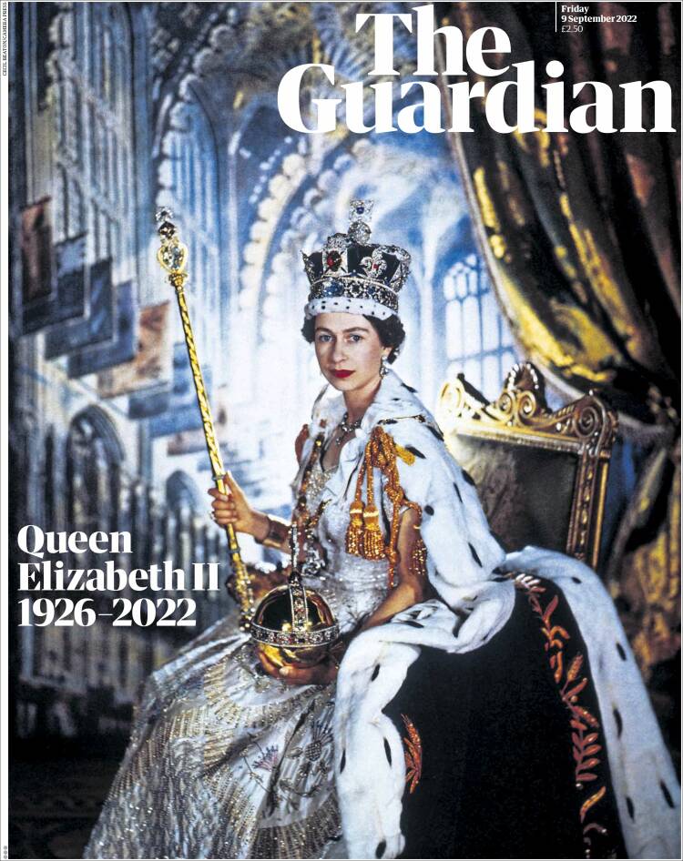 Portada 'The Guardian' por la muerte de la reina Isabel II del Reino Unido