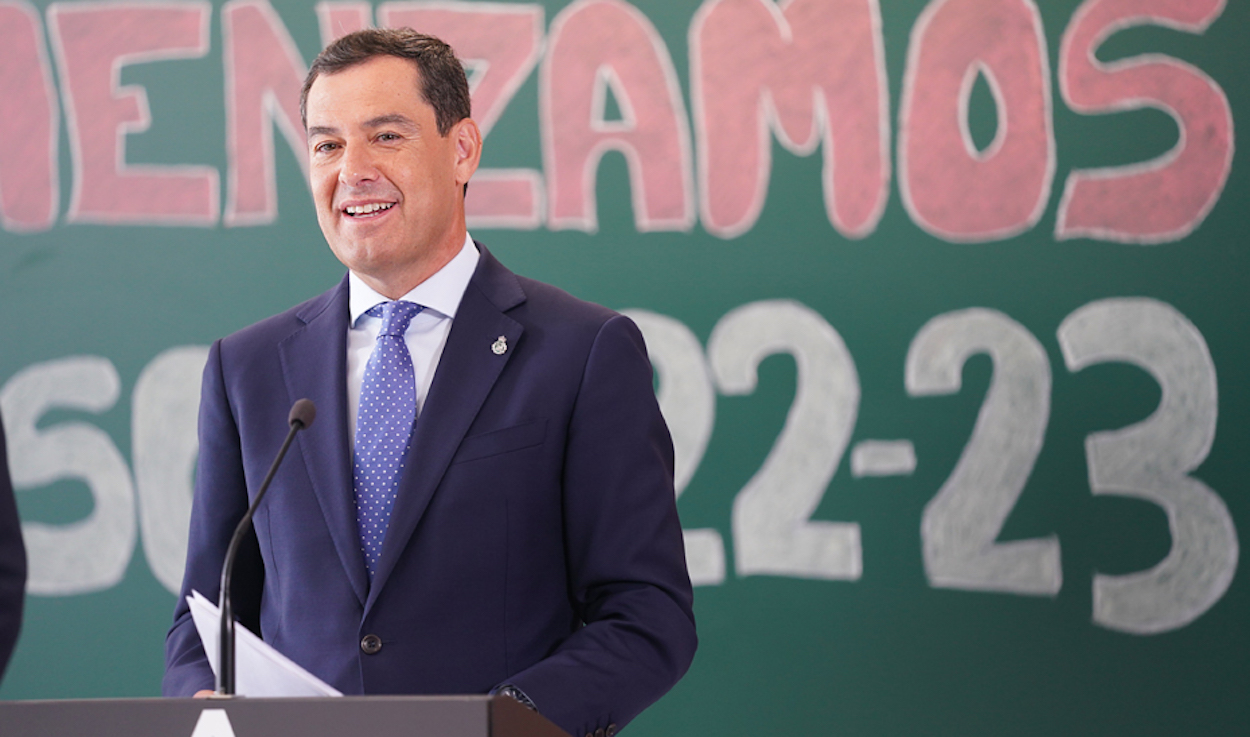Un momento de la intervención de Juanma Moreno en la inauguración del curso escolar 2022:2023.