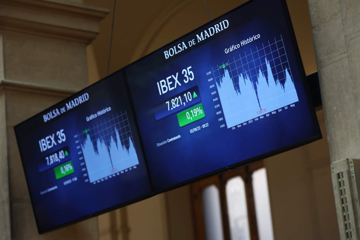 Panel del Ibex35 en la Bolsa de Madrid. Europa Press