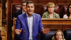 El presidente del Gobierno, Pedro Sánchez, interviene durante una sesión plenaria en el Congreso de los Diputados