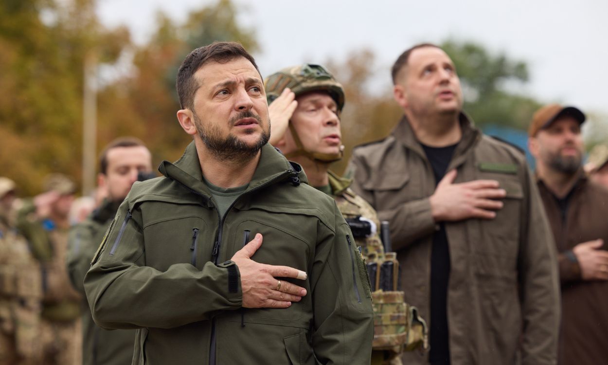 Volodimir Zelenski, presidente de Ucrania, visita Izium. EP.