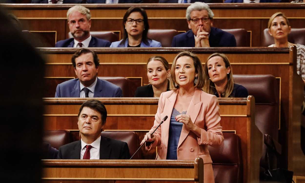 La secretaria general del PP, Cuca Gamarra, en el Congreso. EP