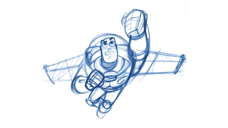 Bob Pauley. Buzz. Toy Story, 1995. Lápiz sobre papel. © Pixar