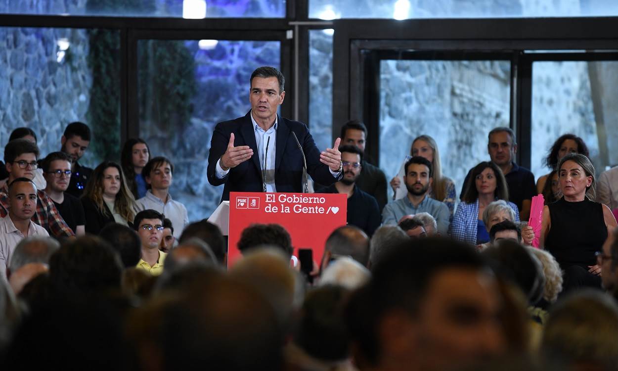 El secretario general del PSOE y presidente del Gobierno, Pedro Sánchez, en un acto. EP
