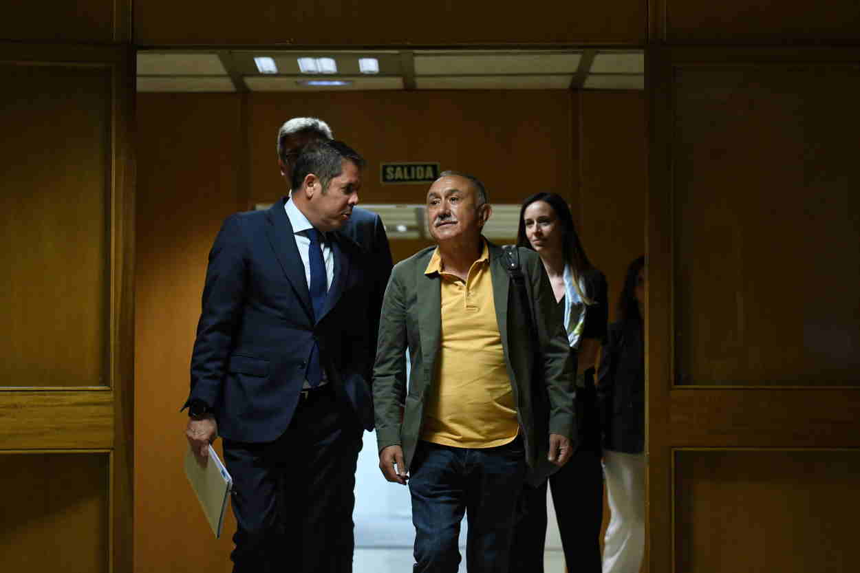 El secretario general de UGT, Pepe Álvarez, a su llegada a una reunión con agentes sociales, en la sede del Ministerio. EP