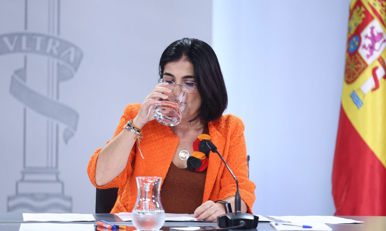 El Gobierno moviliza un total de 446 millones para reforzar el sistema sanitario. En la imagen, la ministra de Sanidad, Carolina Darias, durante la rueda de prensa tras el Consejo de Ministros. EP.