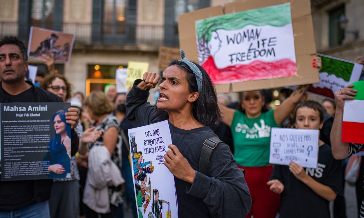 Protestas en Barcelona por la muerte de Masha Amini. EP.