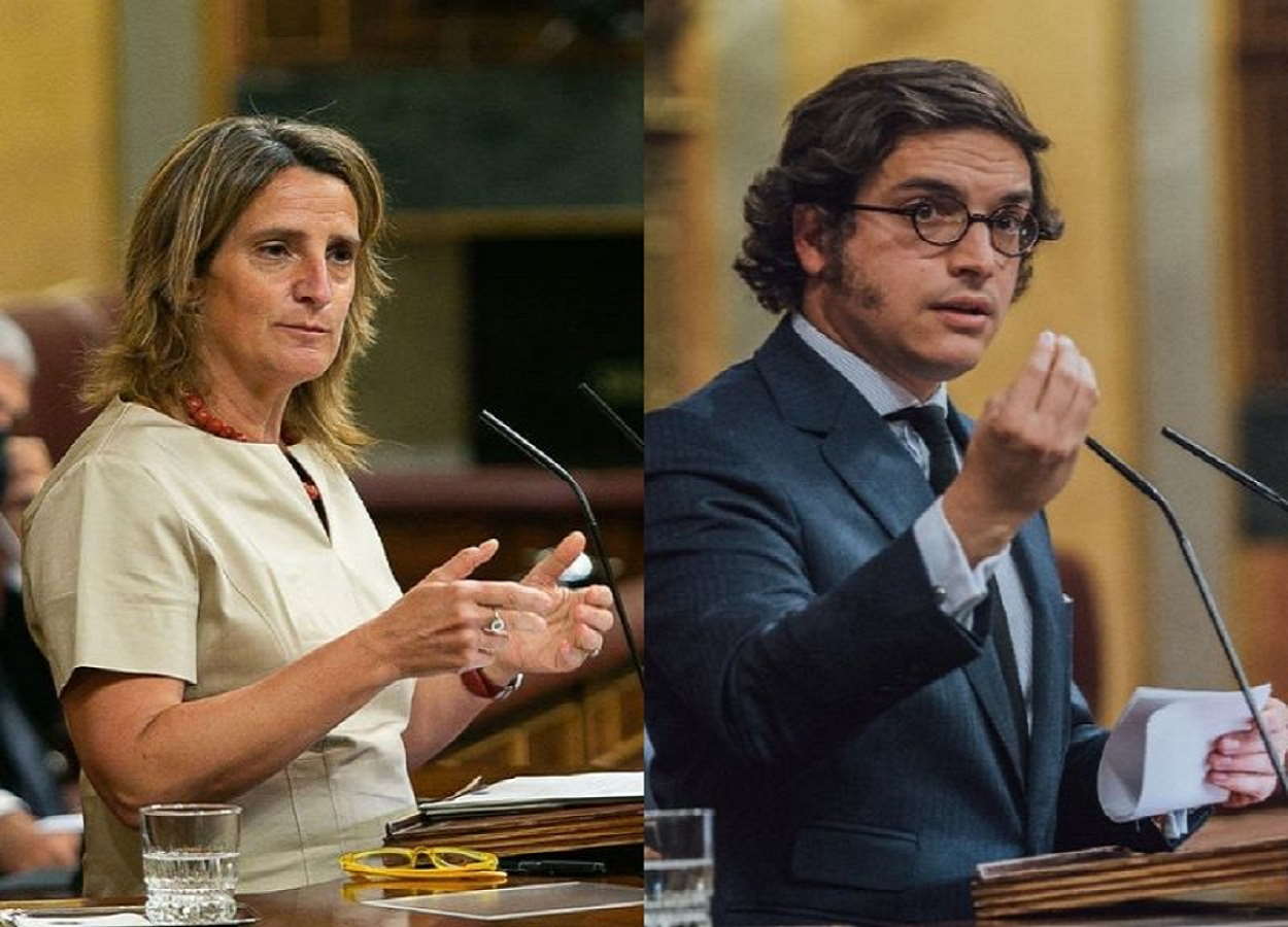 La ministra de Transición Ecológica, Teresa Ribera, y el diputado de Vox José María Figaredo. Montaje propio