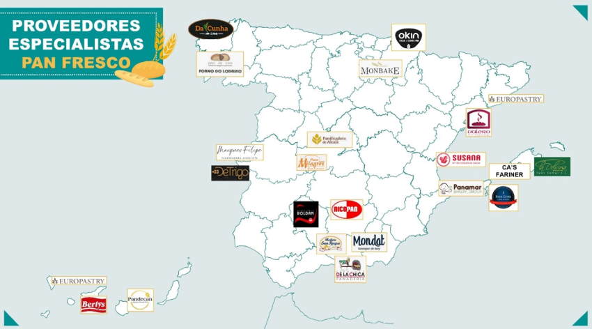 Mapa de proveedores de pan de Mercadona