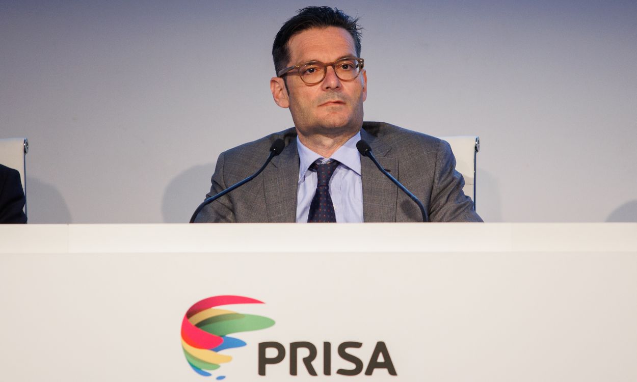 El presidente de PRISA, Joseph Oughourlian, durante la celebración de la Junta General de Accionistas de PRISA, en primera convocatoria, en la sede del Diario El País, a 28 de junio de 2022, en Madrid (España).