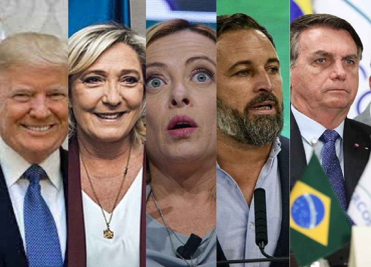 Donald Trump, Marine Le Pen, Giorgia Meloni, Santiago Aabascal y Jair Bolsonaro