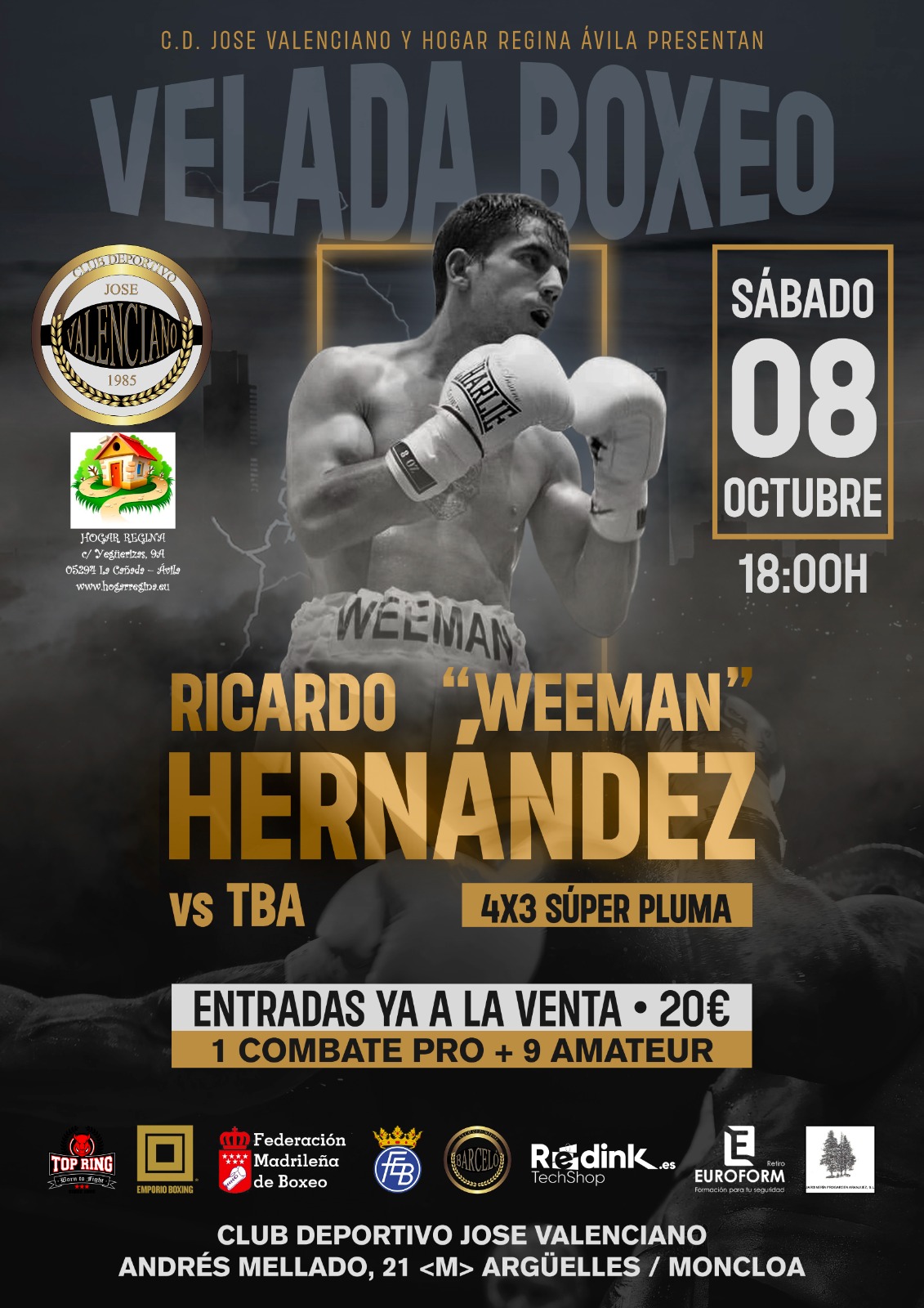 Cartel velada boxeo en C.D José Valenciano