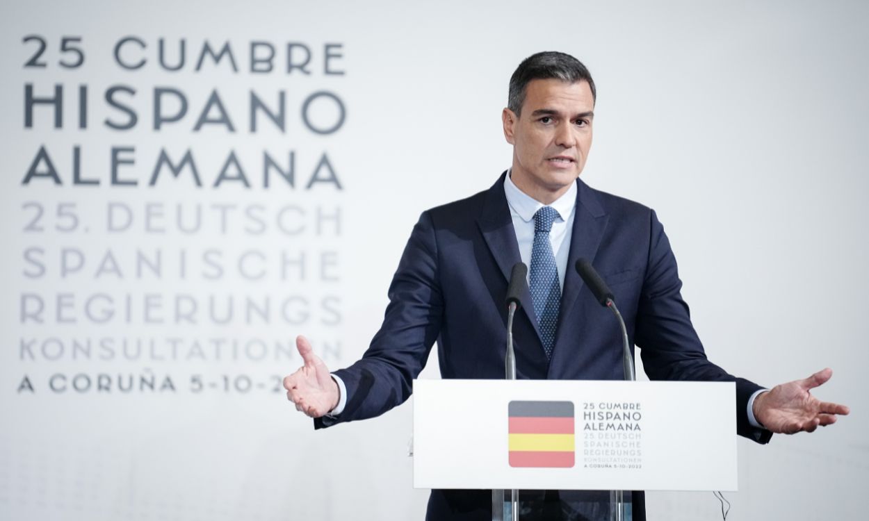 Pedro Sánchez en la XXV Cumbre hispano alemana en A Coruña. EP.