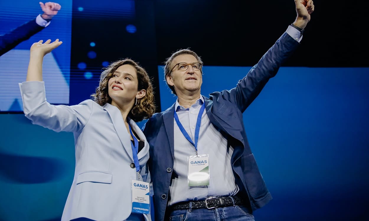 Isabel Díaz Ayuso y Alberto Núñez Feijóo, en el Congreso del PP de Madrid en mayo. EP