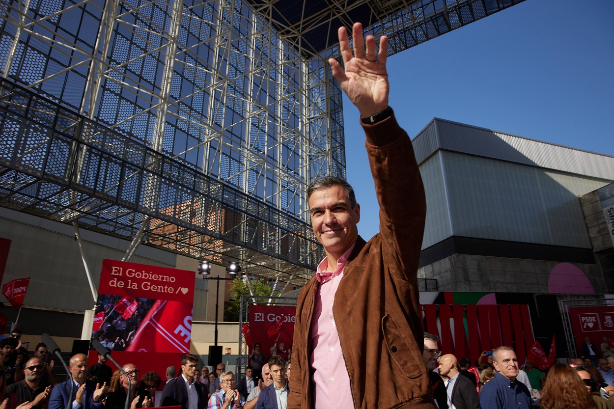 El presidente del Gobierno, Pedro Sánchez, en el acto de Getafe. EP / Jesús Hellín