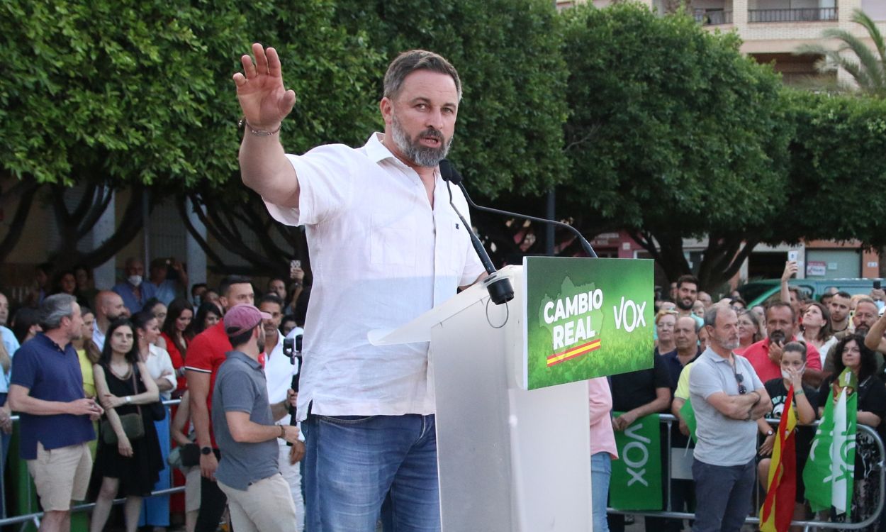 El presidente de Vox, Santiago Abascal, en un acto de campaña para los comicios andaluces del pasado junio