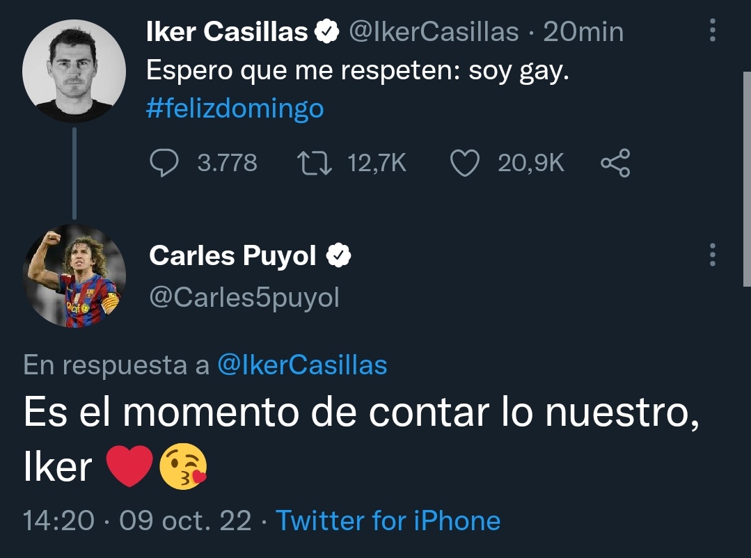 Intercambio de mensajes entre Casillas y Puyol