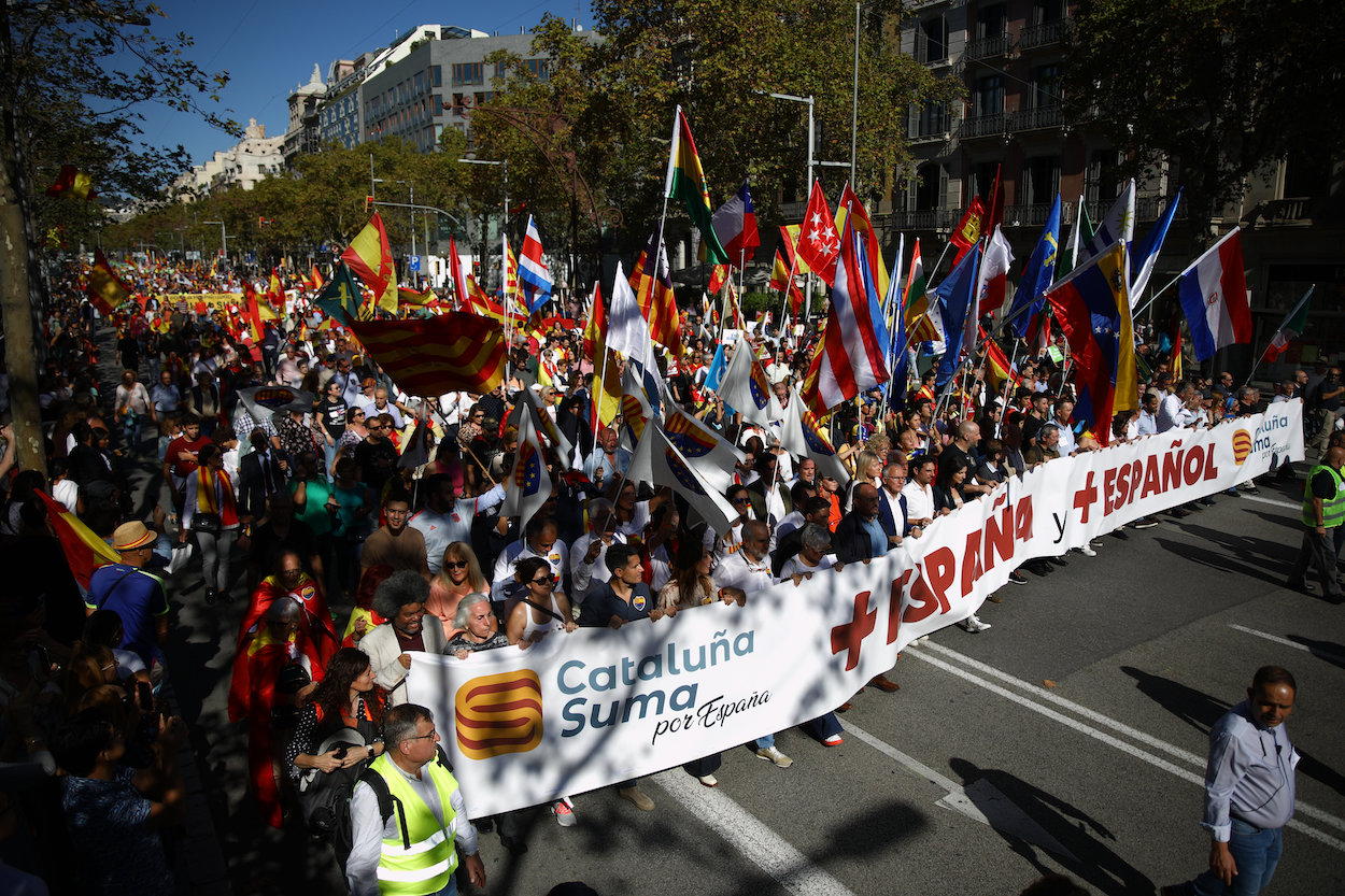 Manifestación en Barcelona el 12 de octubre. EP