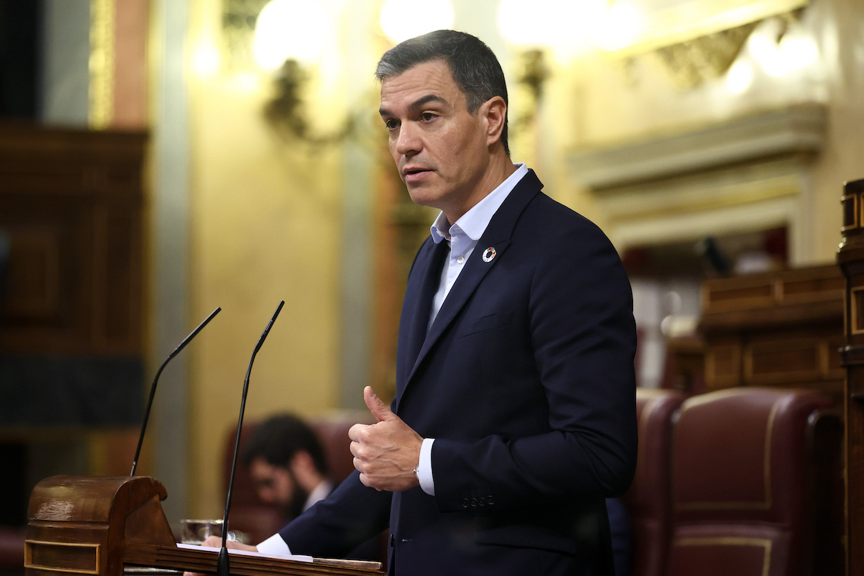 El presidente Gobierno, Pedro Sánchez, interviene en el Congreso