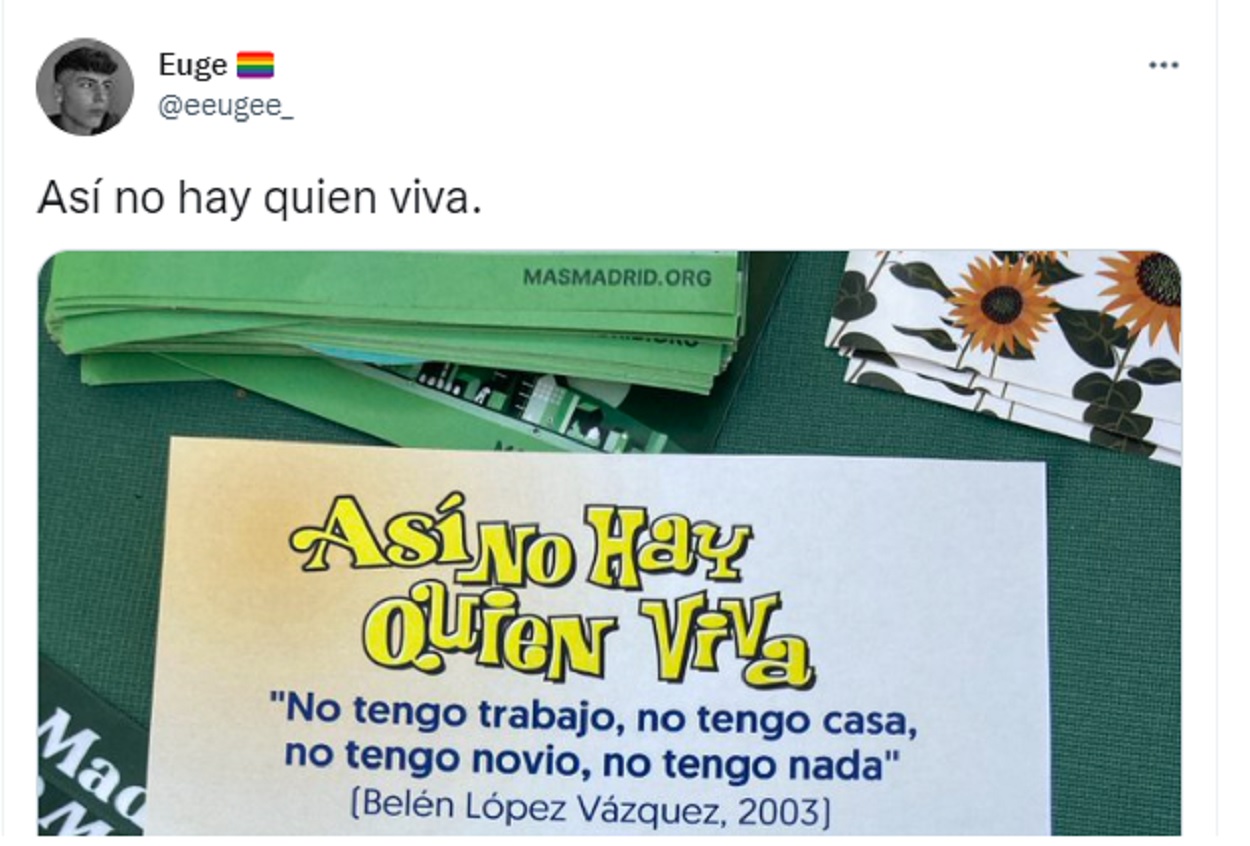 "Así no hay quien viva", el folleto de Más Madrid para reivindicar la vivienda digna - Twitter