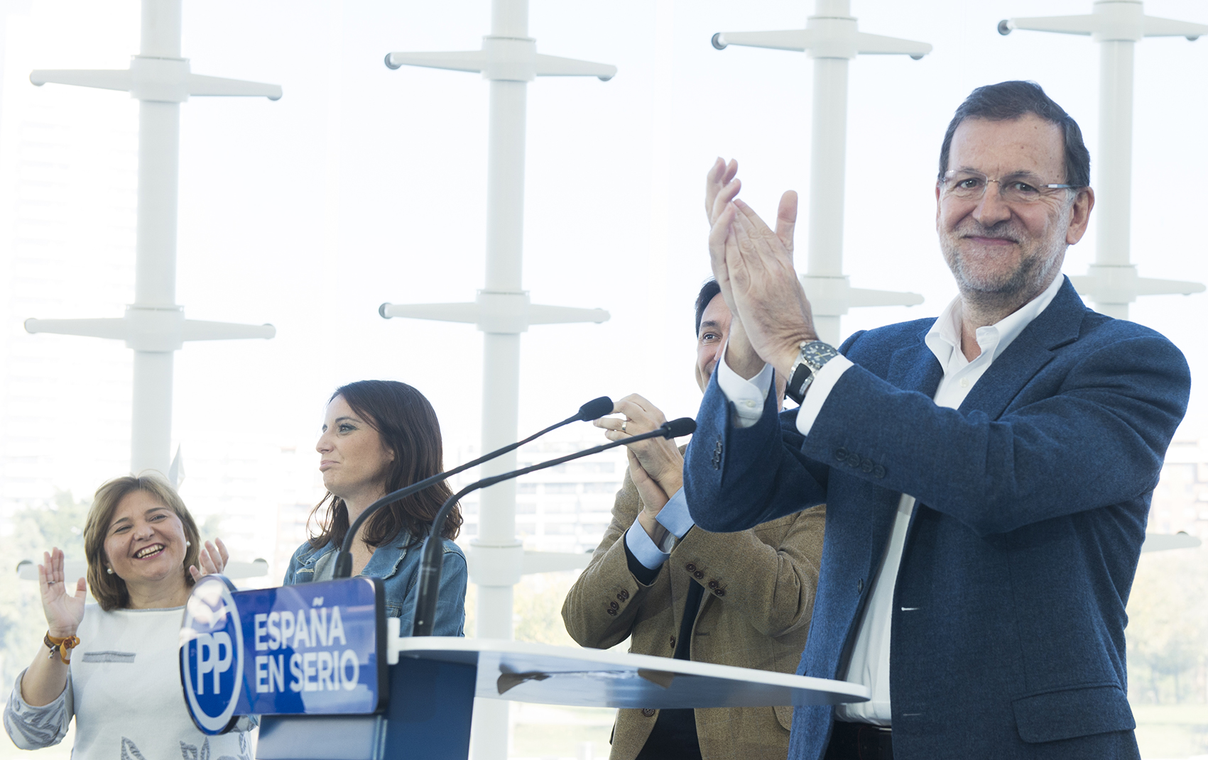 El candidato del PP, Mariano Rajoy, en Valencia durante el acto de presentación de su programa electoral. Foto: EFE