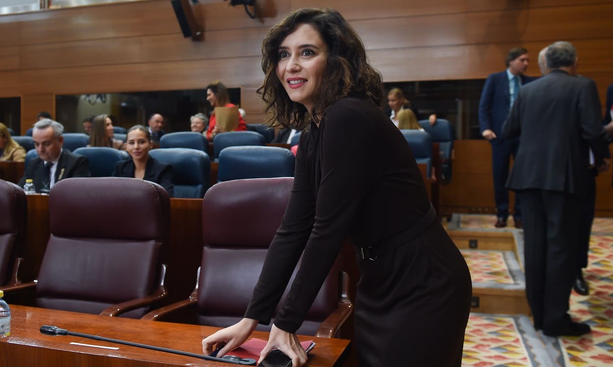 Isabel Díaz Ayuso, presidenta de la Comunidad de Madrid, en la Asamblea. EP