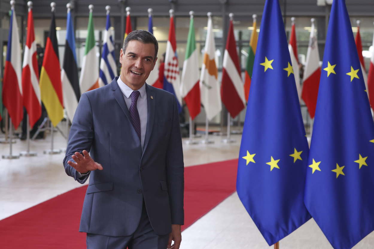 Pedro Sánchez, presidente del Gobierno de España, llegando al Consejo Europeo. EP.