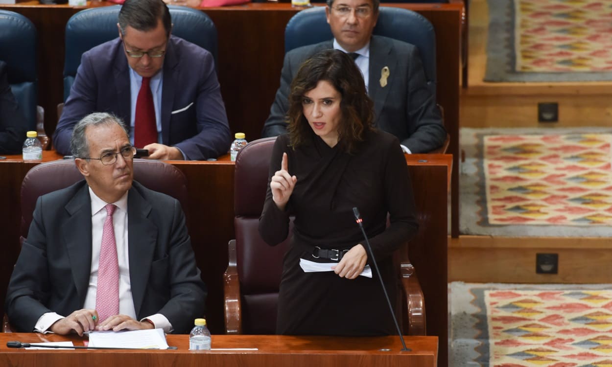 Isabel Díaz Ayuso, presidenta de la Comunidad de Madrid, en la Asamblea de Madrid. EP