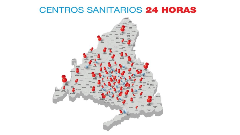 Centros sanitarios 24 horas en la Comunidad de Madrid. CAM