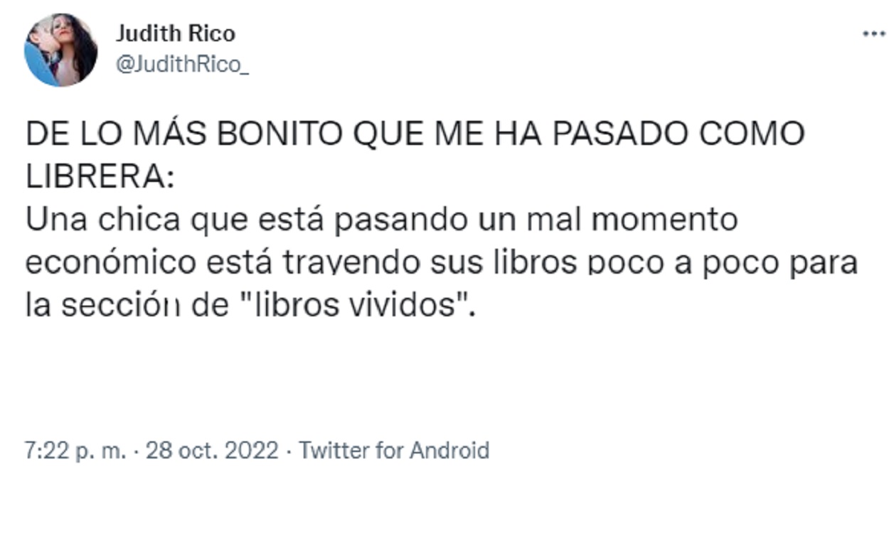 El tweet de la librera que ha conmovido a Twitter - @JudithRico_ via Twitter