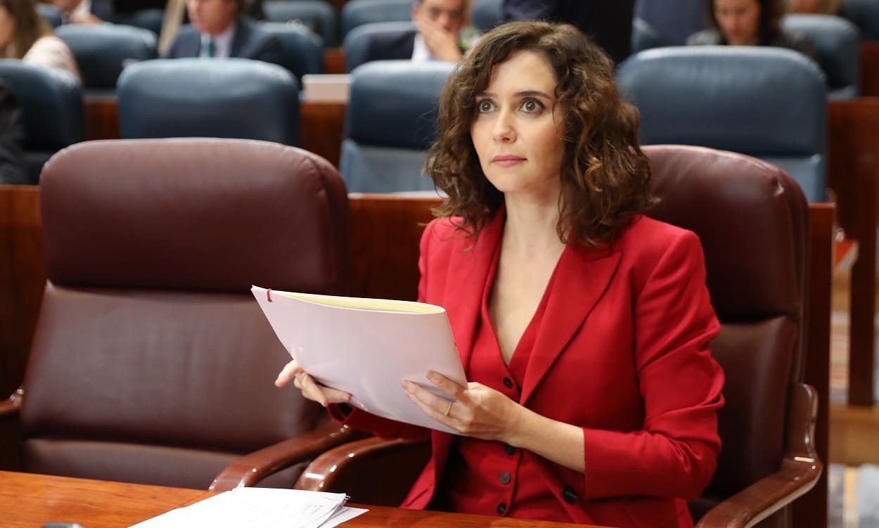 Isabel Díaz Ayuso, presidenta de la Comunidad de Madrid, en la Asamblea de Madrid. EP