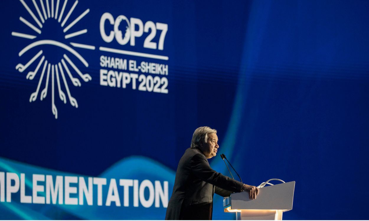 António Guterres, secretario general de la ONU, en la COP27 de Egipto. EP.